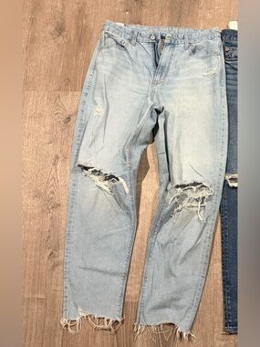American Eagle Outfitters Light Blue Distressed Relaxed Jeans